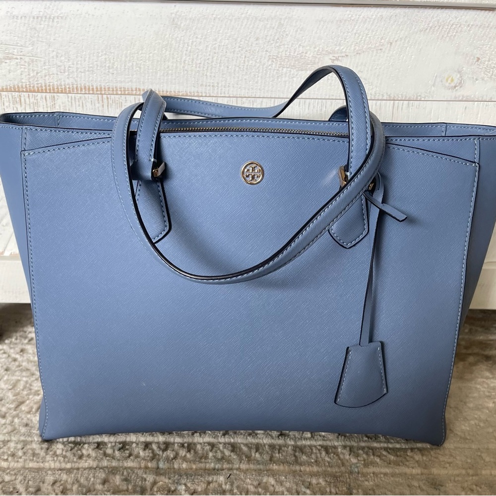 Tory Burch Saffiano leather tote blue tote handbag